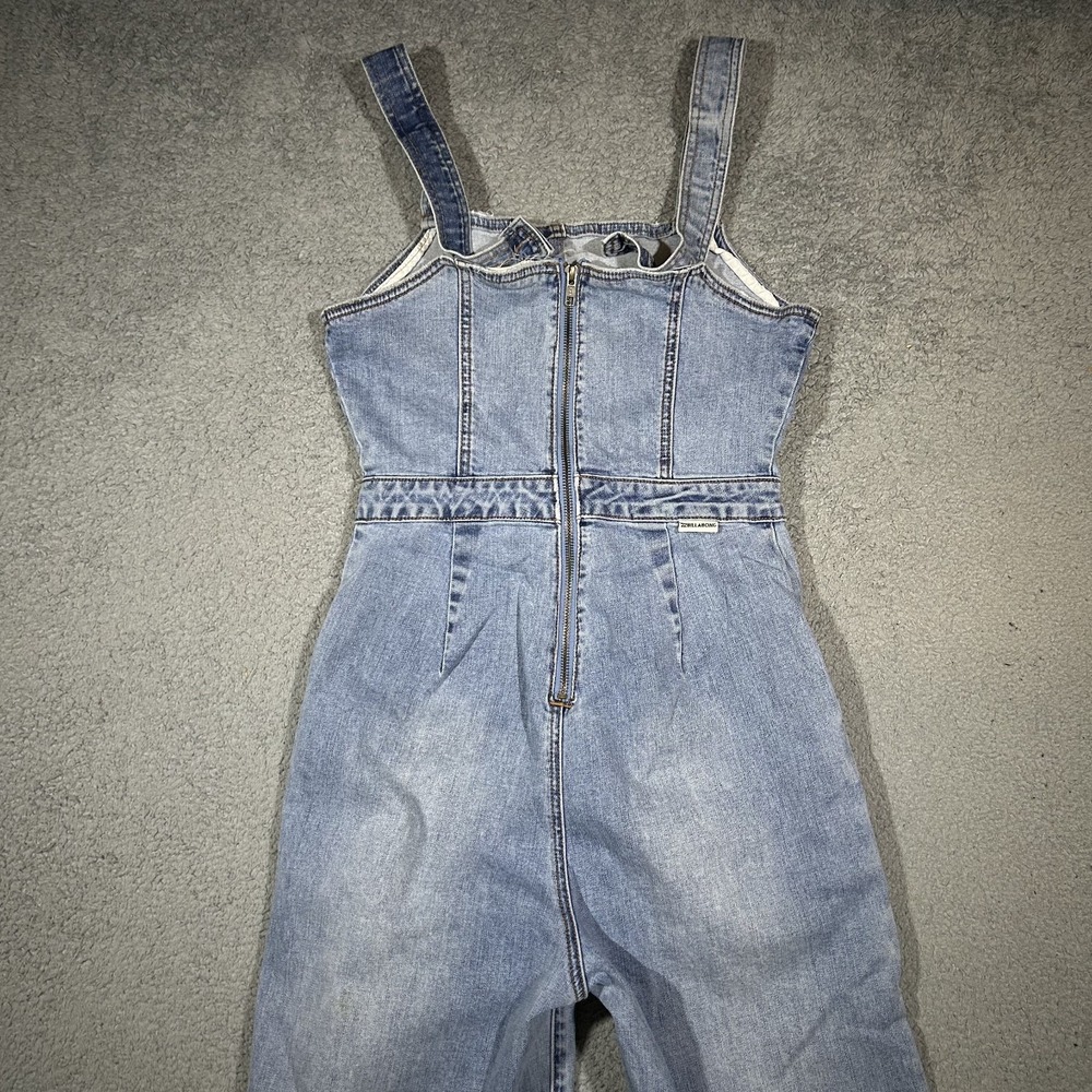 Billabong Women's 27 Blue Denim Jumpsuit Front zipper #3001